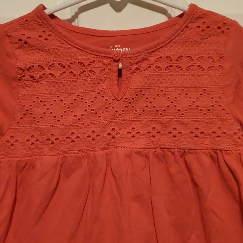 OshKosh B'gosh Girls Long Sleeve Coral Top - Size 6X